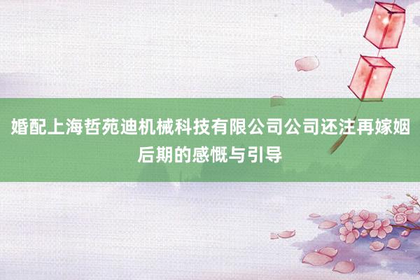 婚配上海哲苑迪机械科技有限公司公司还注再嫁姻后期的感慨与引导